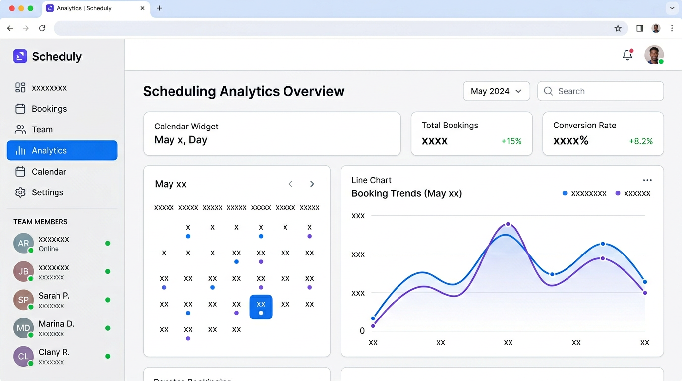 Proximity dashboard showing team scheduling and analytics